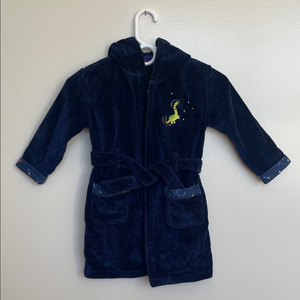 Sergent Major Kids Navy Blue Dinosaur Bathrobe
